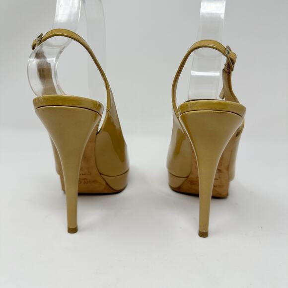 Jimmy Choo Nova Patent Leather Slingback Peep Toe Heels - Picture 5 of 12
